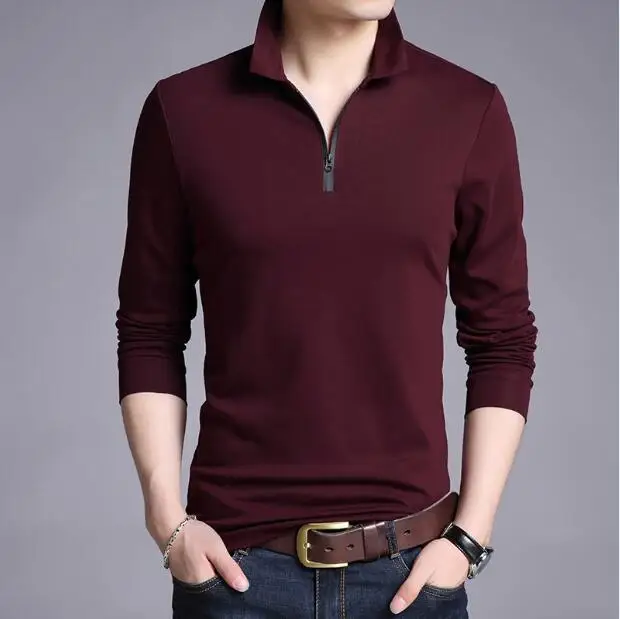 maroon long sleeve polo shirt