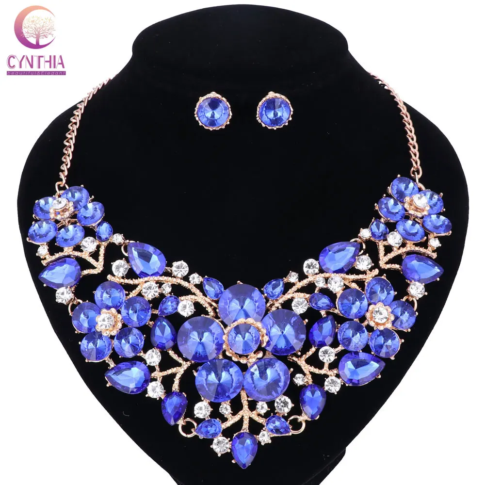 Women Fashion Statement Necklace earrings sets Bridal Wedding Party
