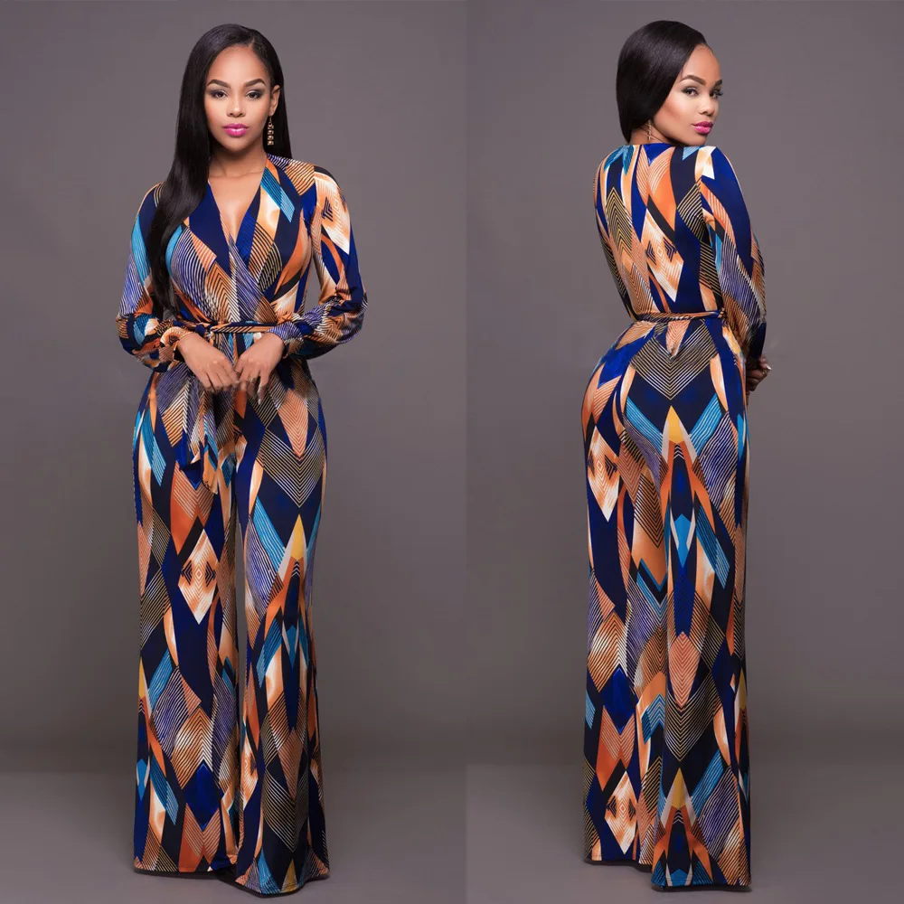 

2019 summer hot style, digital print, long sleeved sexy long dress