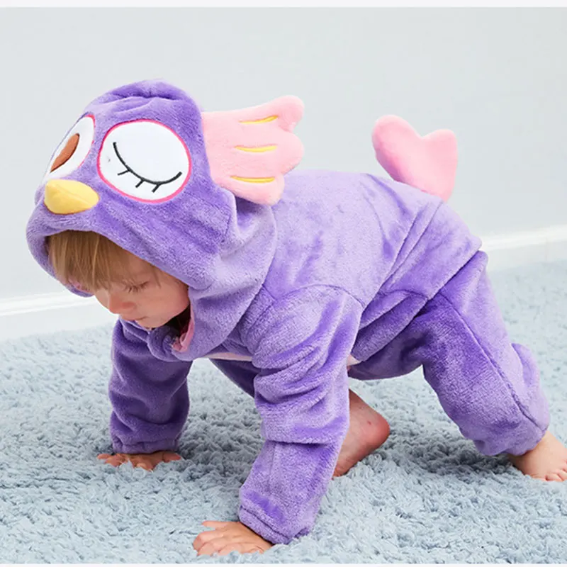 

Newborn Cartoon Onesie Sleepwear Infant Baby Girl Clothes Flannel Baby Rompers Anime Owl Stitch Baby Pajamas Children Jumpsuit