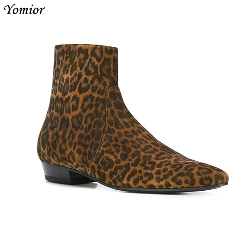 Men's Pointed Toe Chelsea Boots Genuine Cow Leather Male Ankle Boots Slip-On Casual Dress Business Spring Winter Man Shoes