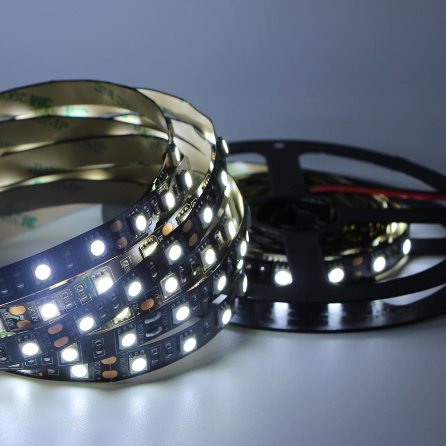 Черный 1 м 5 затемнения светодиодные ленты 5050 rgb светодиодный полосы светильник