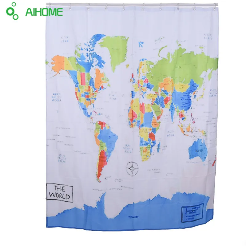 The World Map Pattern Shower Curtain 180x180cm/150 * 180 cm Waterproof