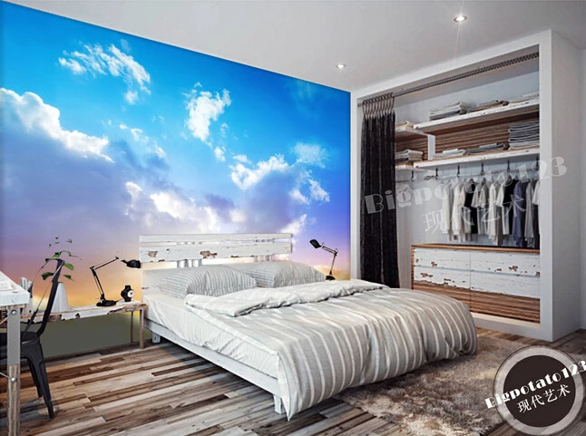

Custom natural wallpaper, blue sky and white clouds murals for the living room bedroom TV background wall PVC papel de parede