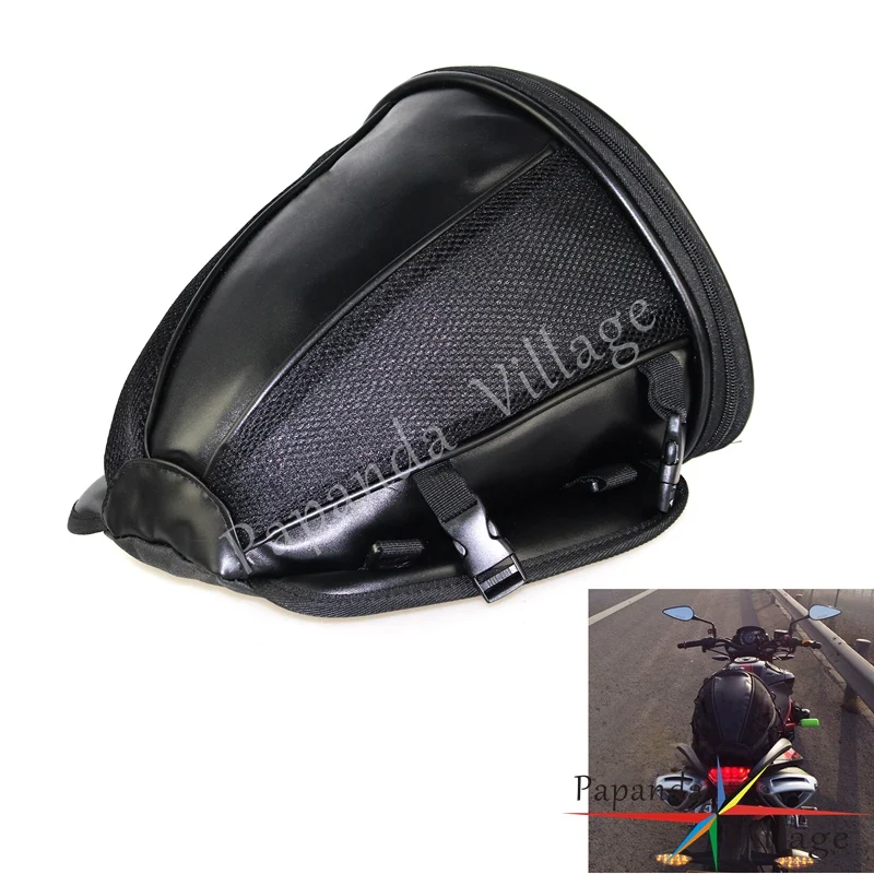 

Papanda Motorcycle Black Universal Rear Tail Seat Bag Storage Bag Retro Luggage Package Saddle Bag