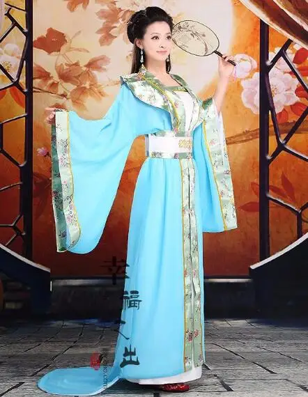 ZZB059 Vestido largo синий и белый hanfu ухаживает за его парой Новое поступление костюм hanfu Китайский стиль Свадебный костюм полный комплект - Цвет: Woman