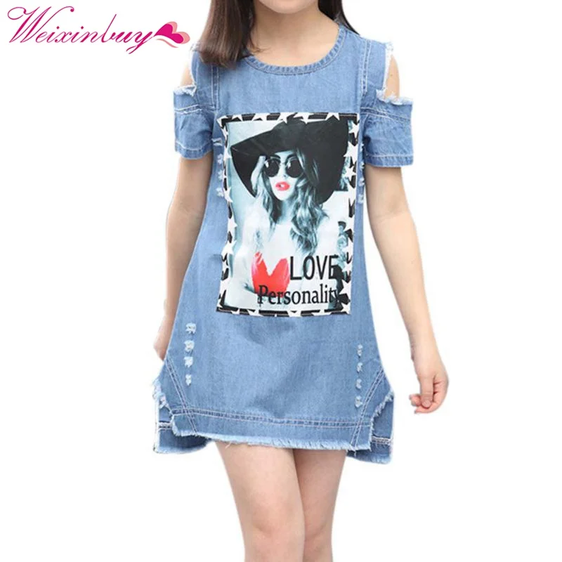 

Clothing For Girls 5 to 9 Years Girls Denim Dress Toddler Girls Party Dress Teenager Girls Summer Dresses