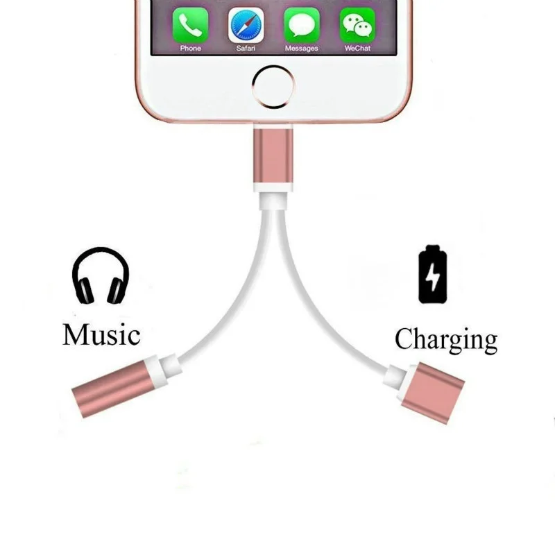 

For iphone 7 8 xs max xr Charger&Headphone Connector adaptador para for iPhone Lighting to Jack 3.5mm Splitter adattatore cuffie