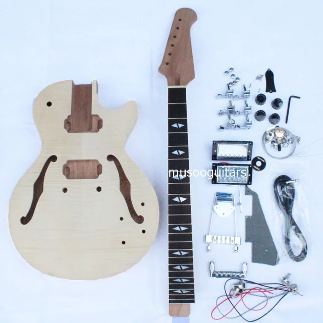 

semi-hollow jazz body guitar kits with all the parts