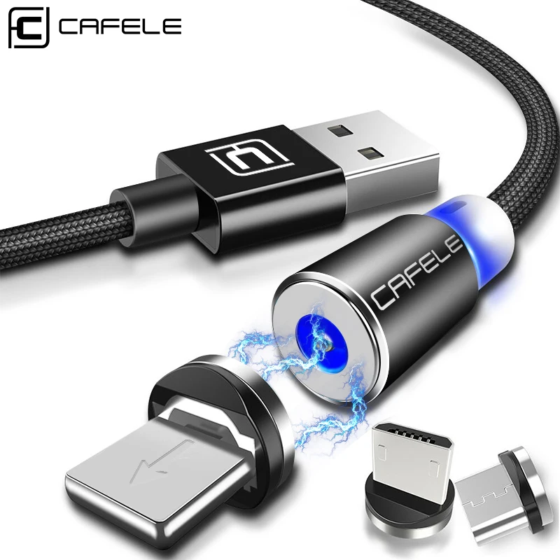 CAFELE Магнитный USB кабель Micro usb type C кабель для iphone samsung huawei Xiaomi магнитное зарядное устройство нейлоновый провод светодиодный светильник 2 м