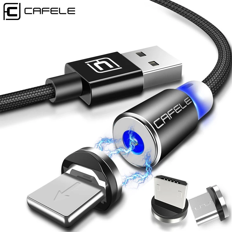 

CAFELE Magnetic USB Cable Micro USB Type C Cable for iphone Samsung Huawei Xiaomi Nylon Wire with LED Light 100 / 200 cm