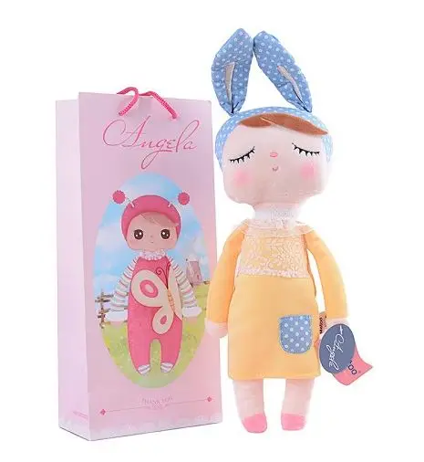 

with box Unique Gifts high quality Sweet Cute Angela rabbit doll Metoo baby plush doll for kids panda butterfly bee poupee dolls
