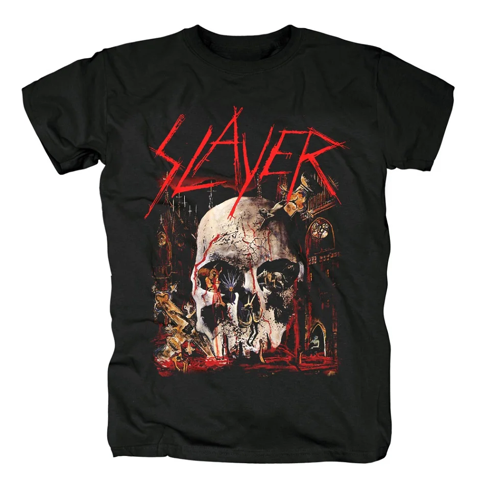 9 дизайнов SLAYER Рок брендовая мужская женская рубашка 3D демон Череп Кость Хардрок