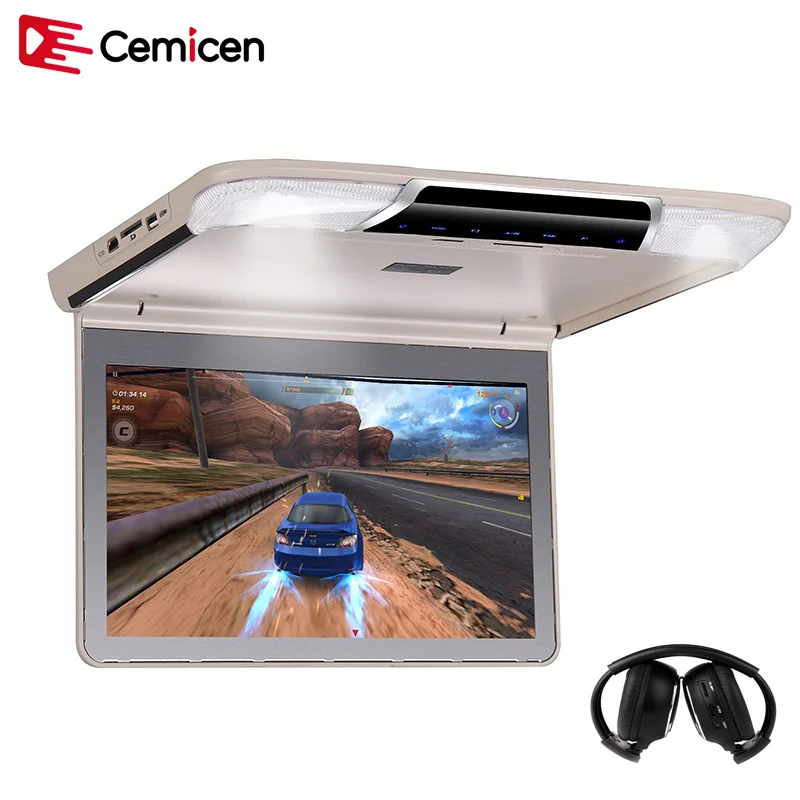

Cemicen 11.6 Inch Car Flip Ceiling Monitor Video MP5 Player 1920*1080P Full HD LCD Screen Car TV HDMI AV USB SD IR FM Transmitte