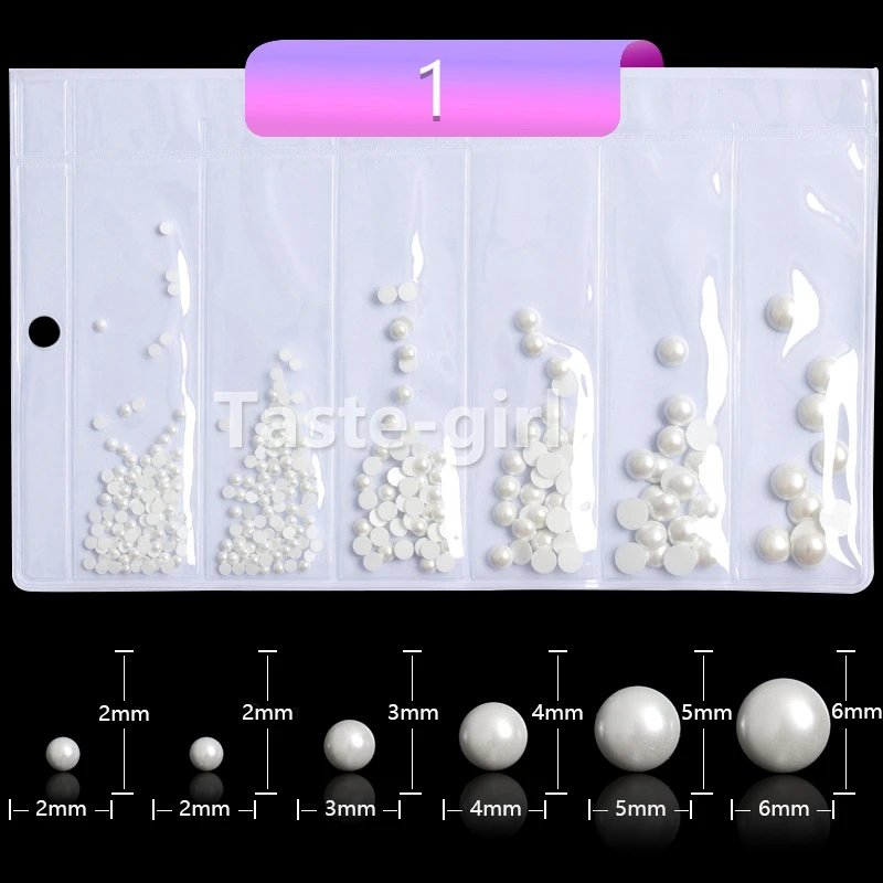 1 упаковка Белый ABS искусственный жемчуг смешанный дизайн с плоской задней частью 3D дизайн ногтей украшения жемчуг стразы аксессуары для ногтей камни