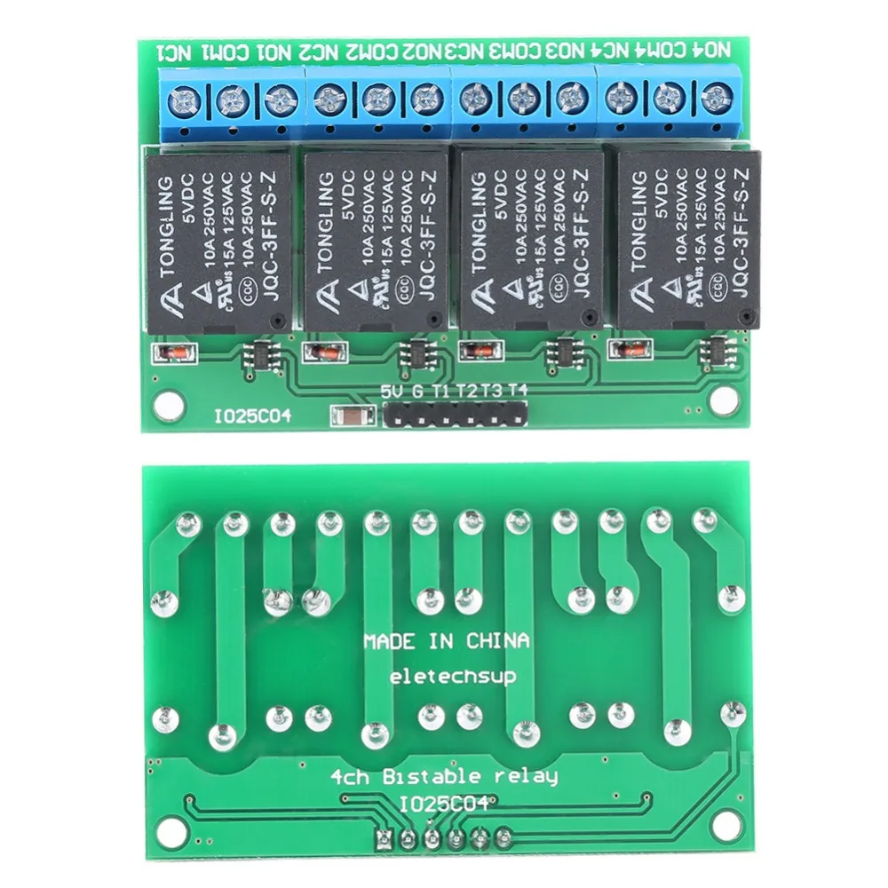 Самоблокирующийся релейный модуль 4 канала 5 в флип-флоп защелка реле задержки бистабильный самоблокирующийся низкий импульсный триггер модуль
