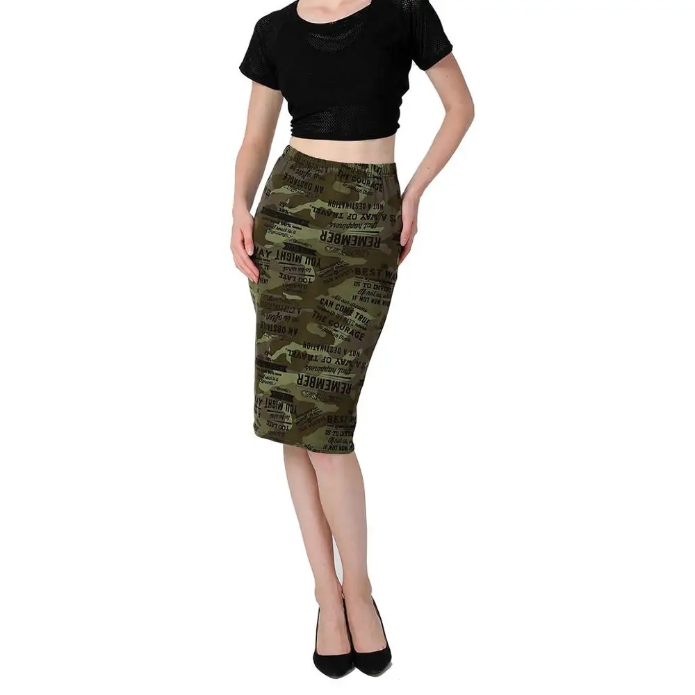 Summer Camouflage Skirts High Waist Skinny Plaids Flower Print Long