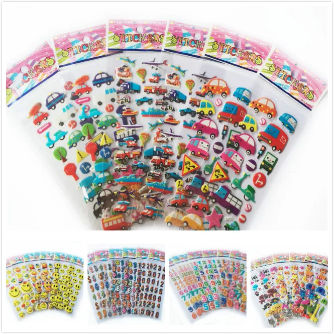 

10pcs/lot mix color letter smile car animal zoo 3D foam stickers party supplies decoration kids gift children toys WYQ