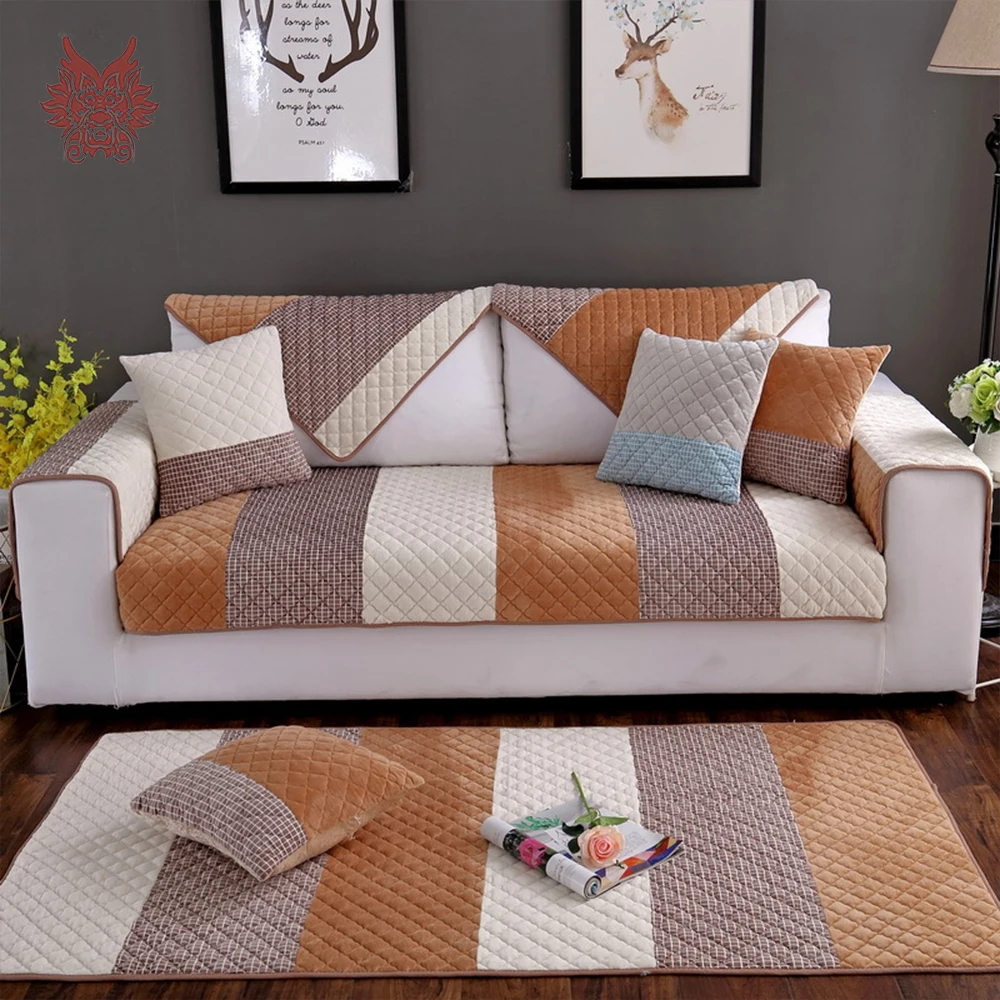 

Pink geometric quilted plush sectional sofa cover slipcovers furniture couch covers sofa protector capa de sofa fundas SP5665