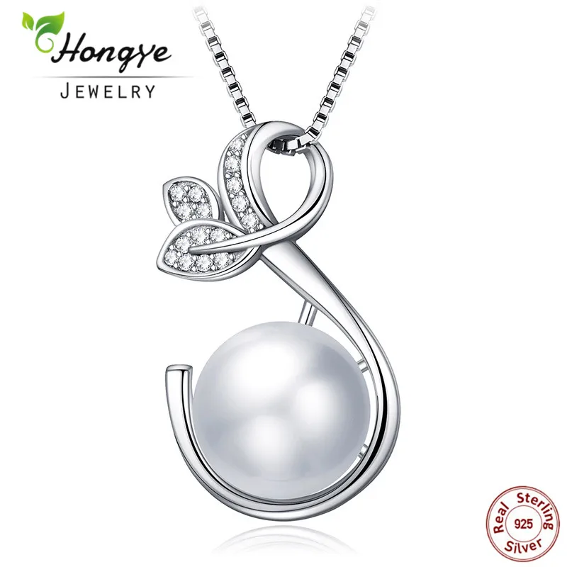 

Hongye High Quality Leaves Pendant Bijoux 2018 Natural Freshwater Pearls 925 Sterling Silver Necklace For Women Charm Jewelry