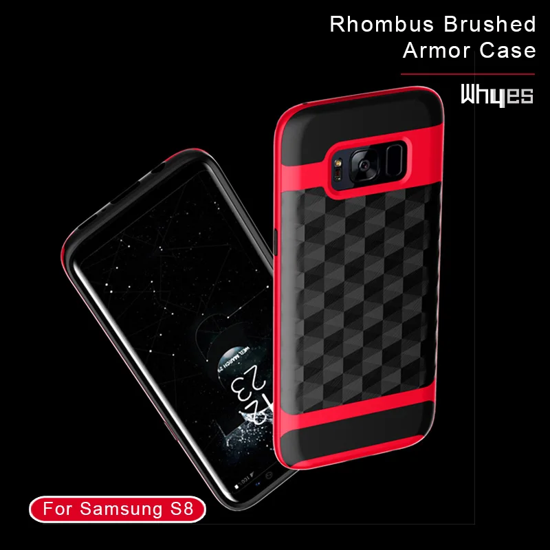 Whyes For Samsung Galaxy S8 Case Dual Layer TPU And PC Cover Anti-Shock Armor Popular ShockProof Rhombus Brushed |
