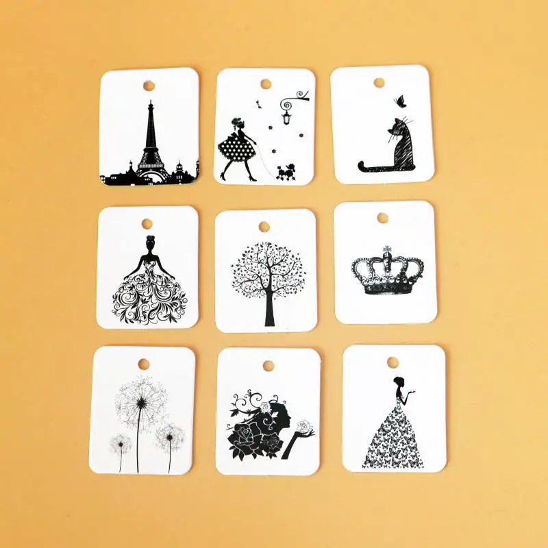 

100pcs 2.6*3.3cm white small Display tags DIY Mini square Labels 9 kinds of patterns available