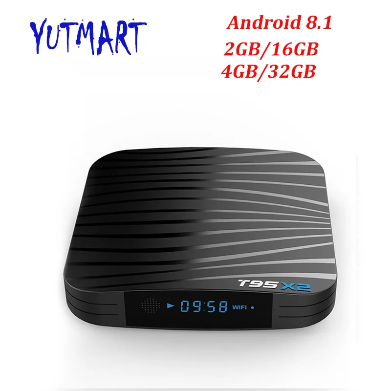 

T95X2 Android 8.1 Smart TV Box 4GB 32GB Amlogic S905X2 Quad Core 2.4G WiFi H.265 4K 2GB DDR4 16GB ROM Set Top BOX