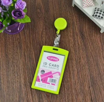 

1pcs Green Color Retractable Badge Reel With Vertical Credit Card Bus ID Card Case Badge Holder Stationery Supplies