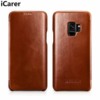 

iCarer For Samsung S9 Case Cover Luxury Vintage Genuine Leather Shockproof Armor Flip Phone Case for Samsung S9 Back Cover Funda