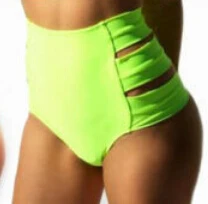 Новинка, 5 цветов, сексуальное бикини бразильское для женщин, дерзкий низ, полые стринги, v-образный вырез, купальник, высокая талия, низ, размер s-xl - Цвет: Neon Green