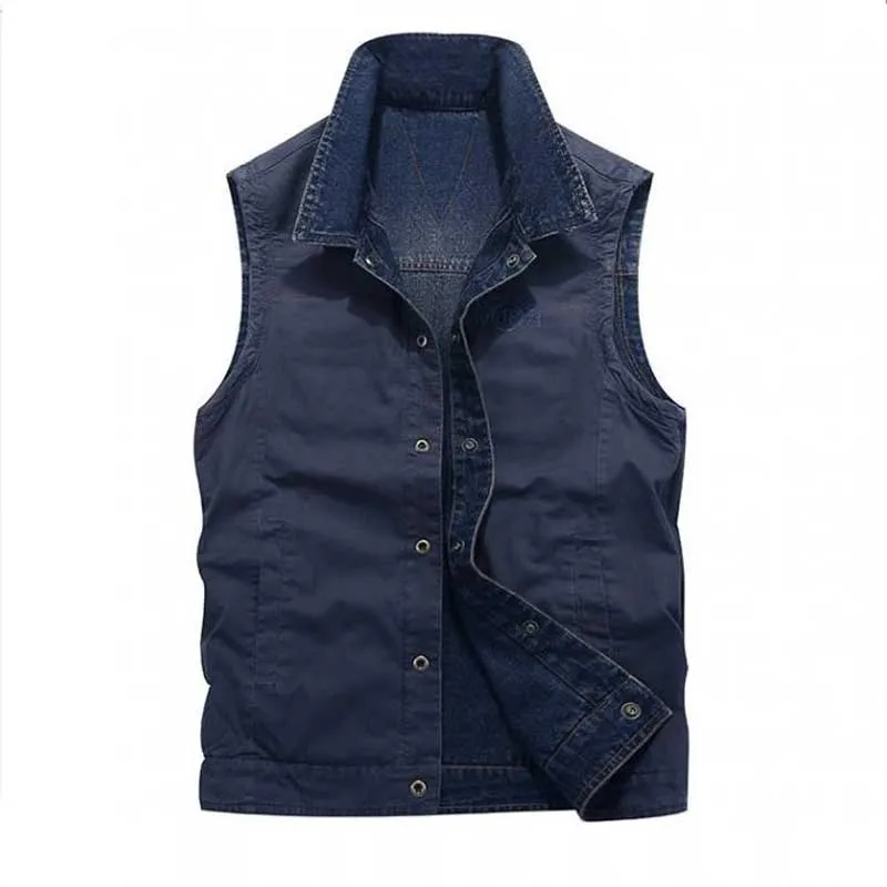 Men's jeans vest cowboy waistcoat sleeveless double faced Multi Pocket Vest Men's jeans vest cowboy waistcoat sleeveless double faced Multi Pocket Vest