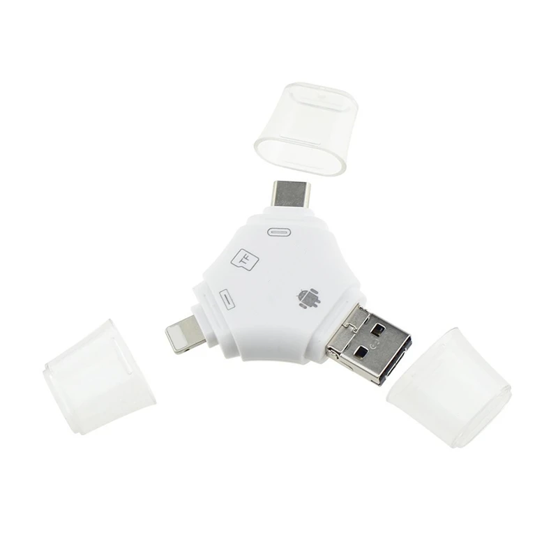 4 IN 1 TF MicroSD Card Reader OTG Card Reader Micro USB Type C for iPhone 3