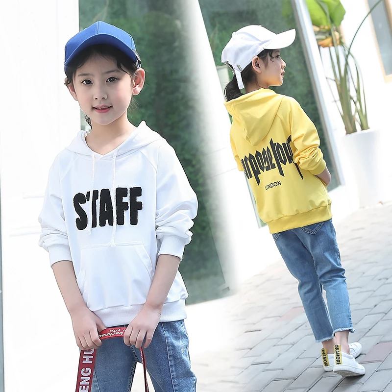 

2018 Boys Girls Autumn T-shirt Children Long Sleeve Tshirt Cotton white pink yellow Hoodies Kids Shirt 5-10 Clothes For Years