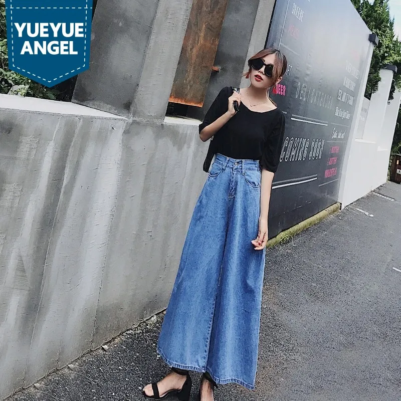 Ancho 2019 Denim Elástica Casual Cintura De Confort Para Pantalones Mujeres Primavera Verano Blue Vaqueros Retro Las La Pierna qBRwz1q