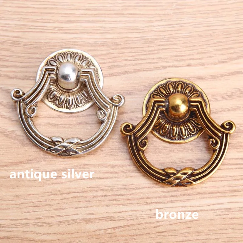 antique silver drop rings knobs vintage bronze drawer knobs pulls handles europen brass