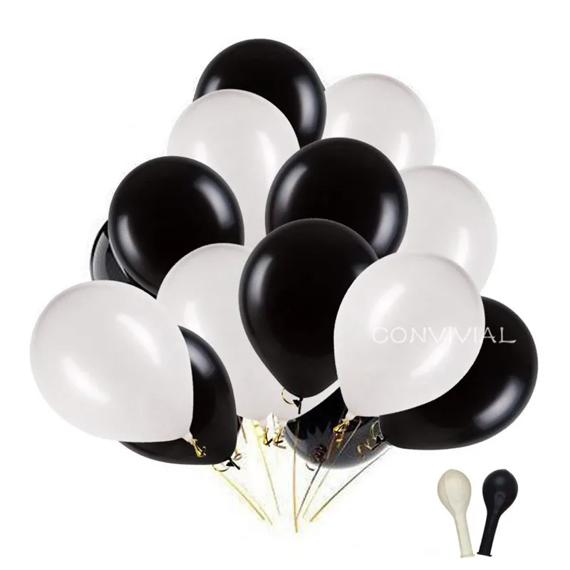 50 шт. розовый латексный воздушные шары для свадьбы вечеринки украшения гелиевые шарики для вечеринок с днем рождения Новогодние Детские праздничные принадлежности украшения - Цвет: Black White