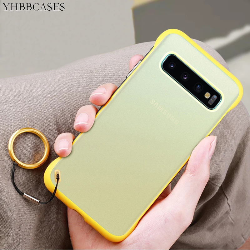 

YHBBCASES Ultra-thin UNBreak Frameless Phone Cover For Samsung Galaxy S10 Plus Plain Candy Color Matte PC Hard Case With Lanyard