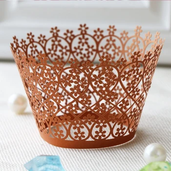 

50pcs/lot Pearl paper Wedding Party decoration various colorful Laser cut vine garden style cupcake wrapper DG-15