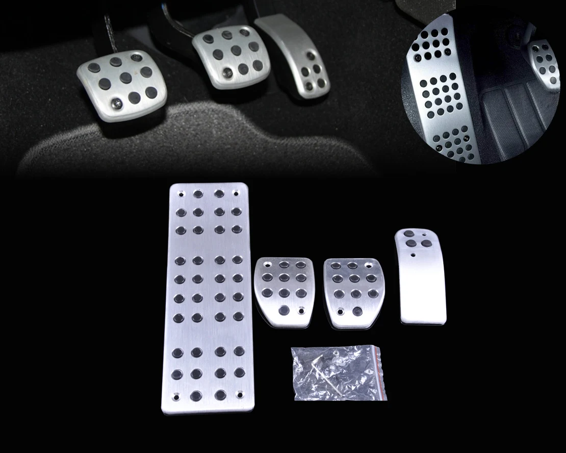 DWCX Polished Aluminum New Sport Fuel Brake Foot Rest MT Pedals Pads