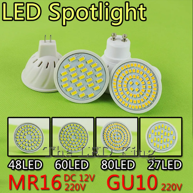 10 шт. 7 ваттов 9 12 GU10 MR16 E27 светодиодный лампы светильник 220V SMD 2835 Светодиодный