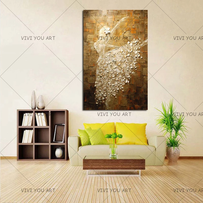 

Handmade Paintings Ballet Dancer Pictures Hand Painted Abstract Knife Oil Painting On Canvas Wall Art For Living Room Home Decor