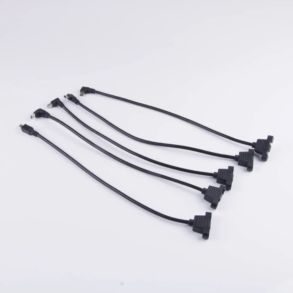 

Panel Mount Type 90 Degree Angled Mini USB 5Pin Male to Female Extension Adapter Cable Data Cable with Screws 30/50cm