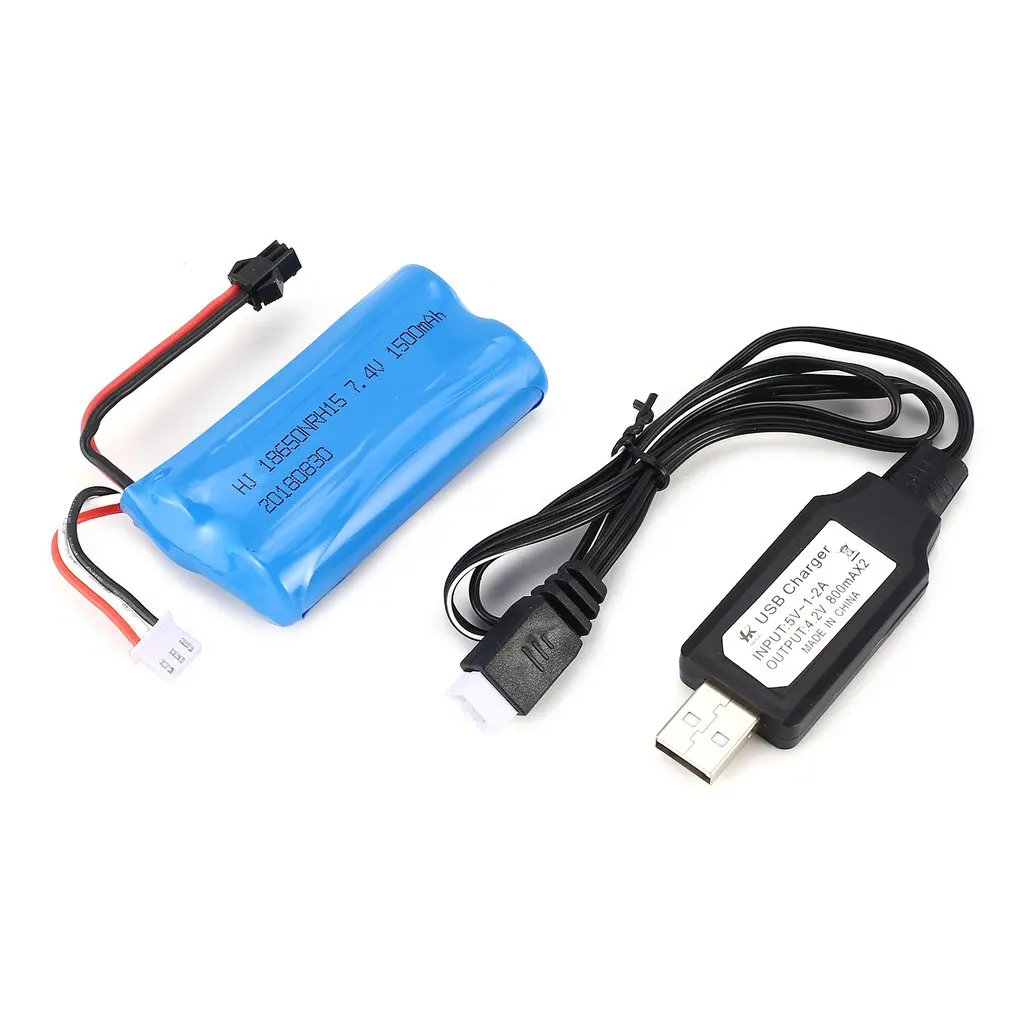 7.4V 1500mAh SM Plug Rechargeable Li ion Battery with USB Charger for