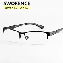 SWOKENCE SPH+ 1,0 до+ 4,0 с оправой из сплава, очки для чтения, Для женщин Для мужчин эксклюзивный брендовый покрытая цельной полиуретановой кожей очки при дальнозоркости R128