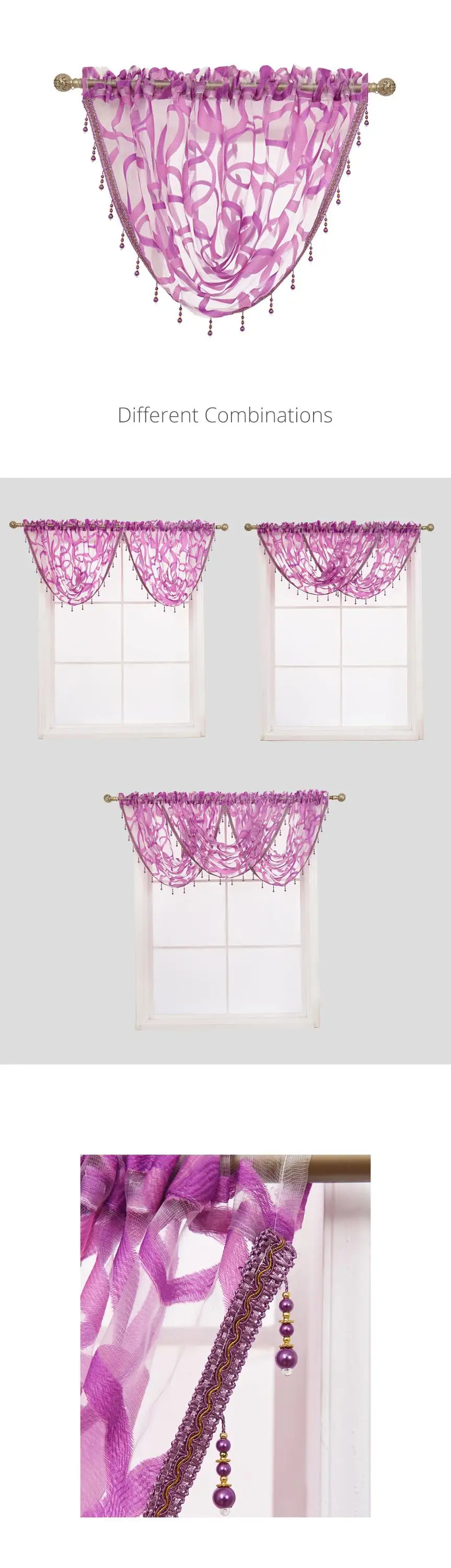 BVL-SMT490 NAPEARL Living Room Endless Design Beads Valance Home Window Decorative Voile Curtain Simple Style Tulle Beaded Short Drapes (2)