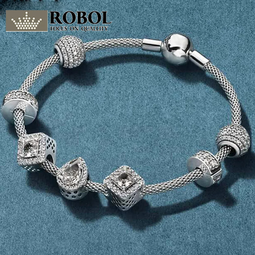 

New Arrival 100% 925 Sterling Silver Bracelet For Women With Heart Safety Chain ,Ice Charms Beads Fashion Jewelry Original Gift