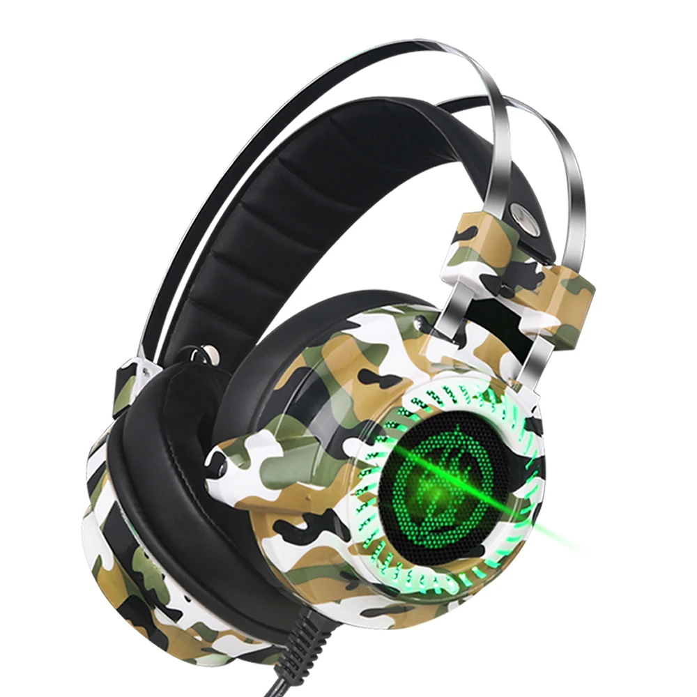 

Games headphone professional E-sport headset luminescence camouflage color noise cancelling line control HD MIC comfortable wear