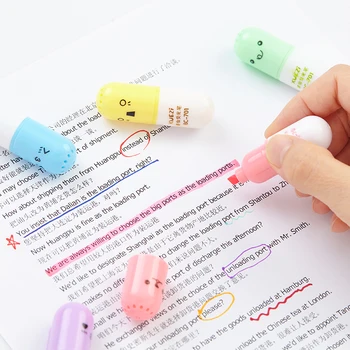 

6 pcs/lot Novelty Kawaii Capsules Vitamin Pill Art Marker Pens Cute Colored Drawing Painting Highlighter Pen Stationery Kid Gift