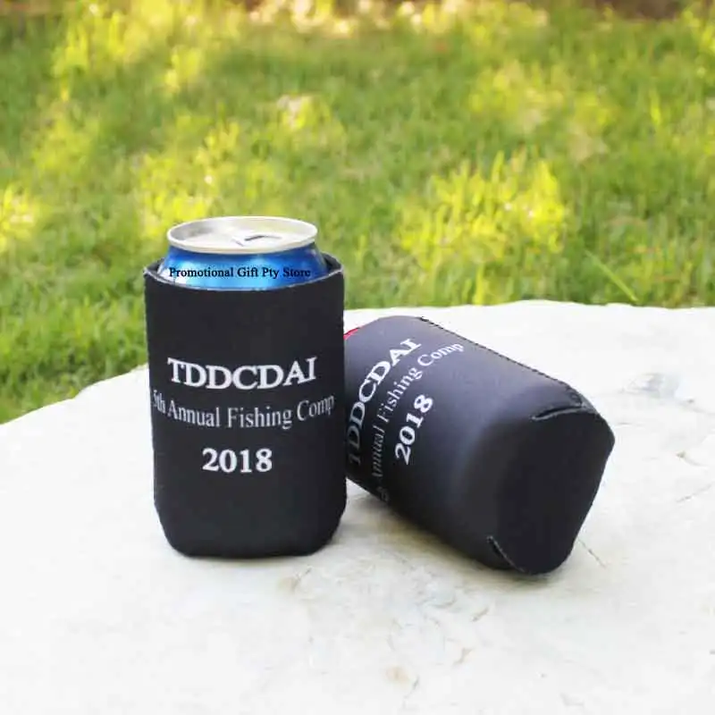 

50pcs Printed Logo Foldable Beer Can Cooler Wedding Gift Customize Promotional Stubby Holders Neoprene Beverage Holder
