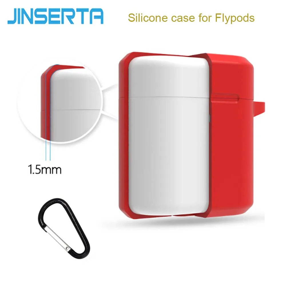 

JINSERTA Silicone Earphone Case for FlyPods Charging Box Protected Cover Headset Case with Anti-lost Buckle for Flypods